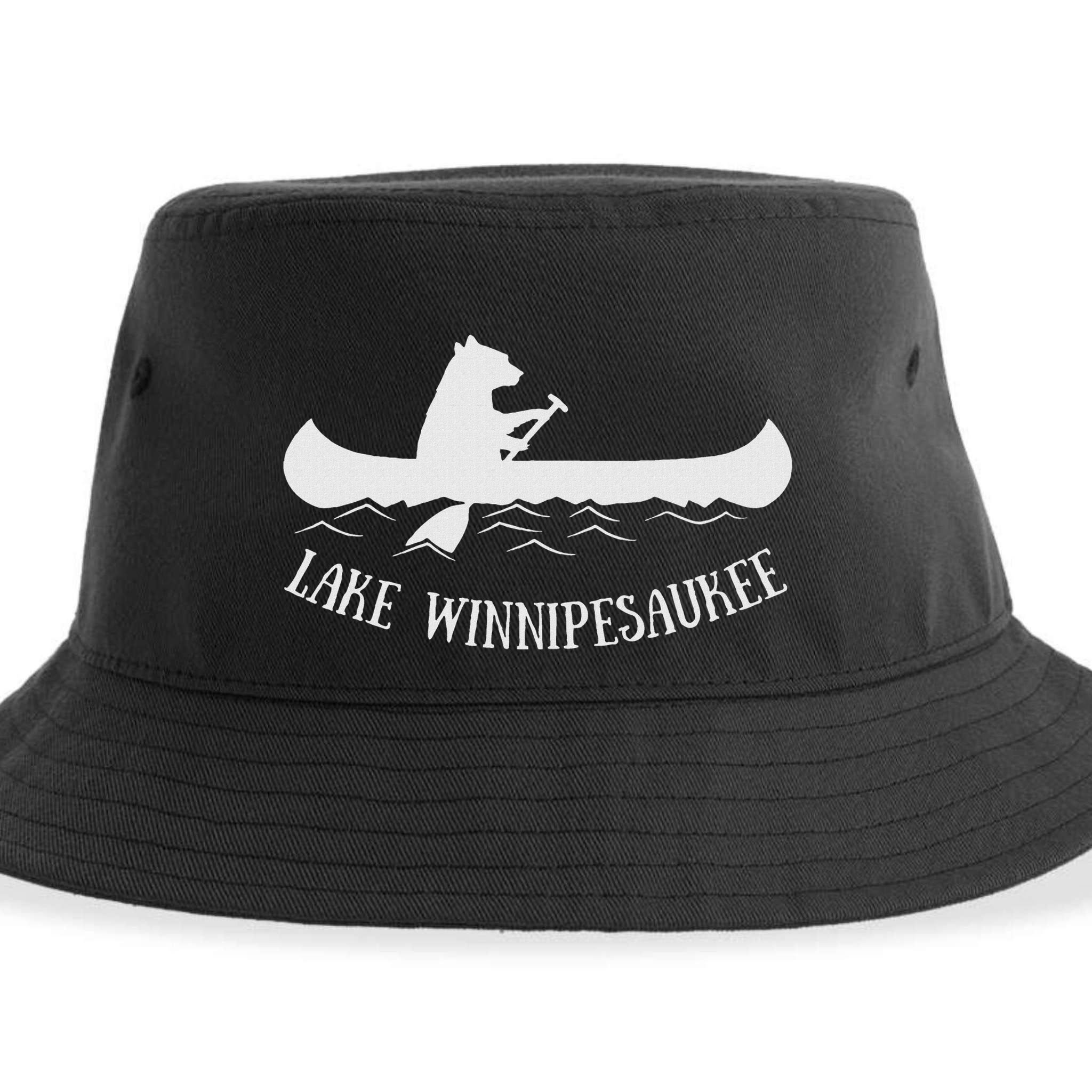 Lake Winnipesaukee New Hampshire Bear Canoe Gift Sustainable Bucket Hat