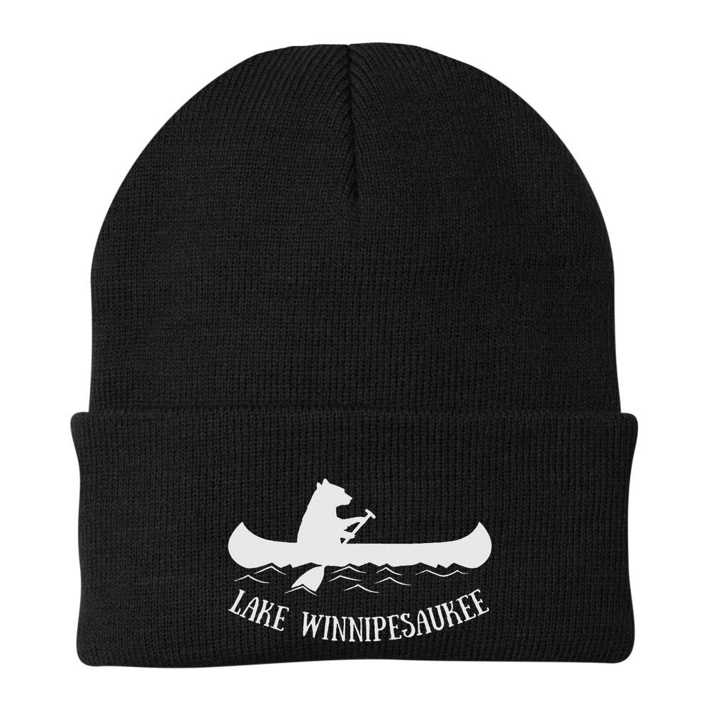 Lake Winnipesaukee New Hampshire Bear Canoe Gift Beanie