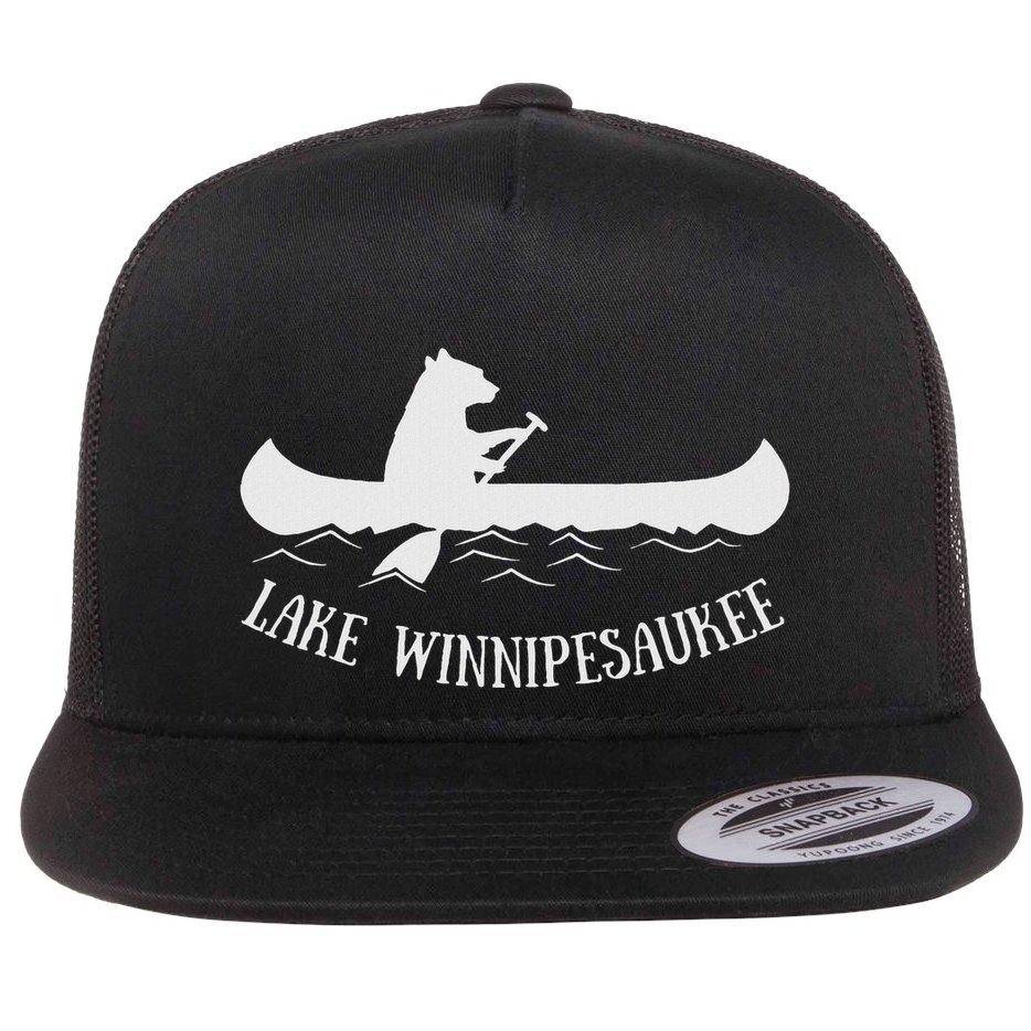 Lake Winnipesaukee New Hampshire Bear Canoe Gift Flat Bill Trucker Hat