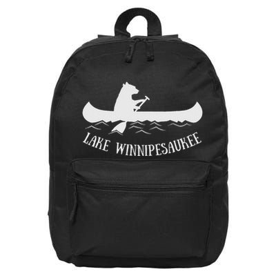 Lake Winnipesaukee New Hampshire Bear Canoe Gift 16 in Basic Backpack