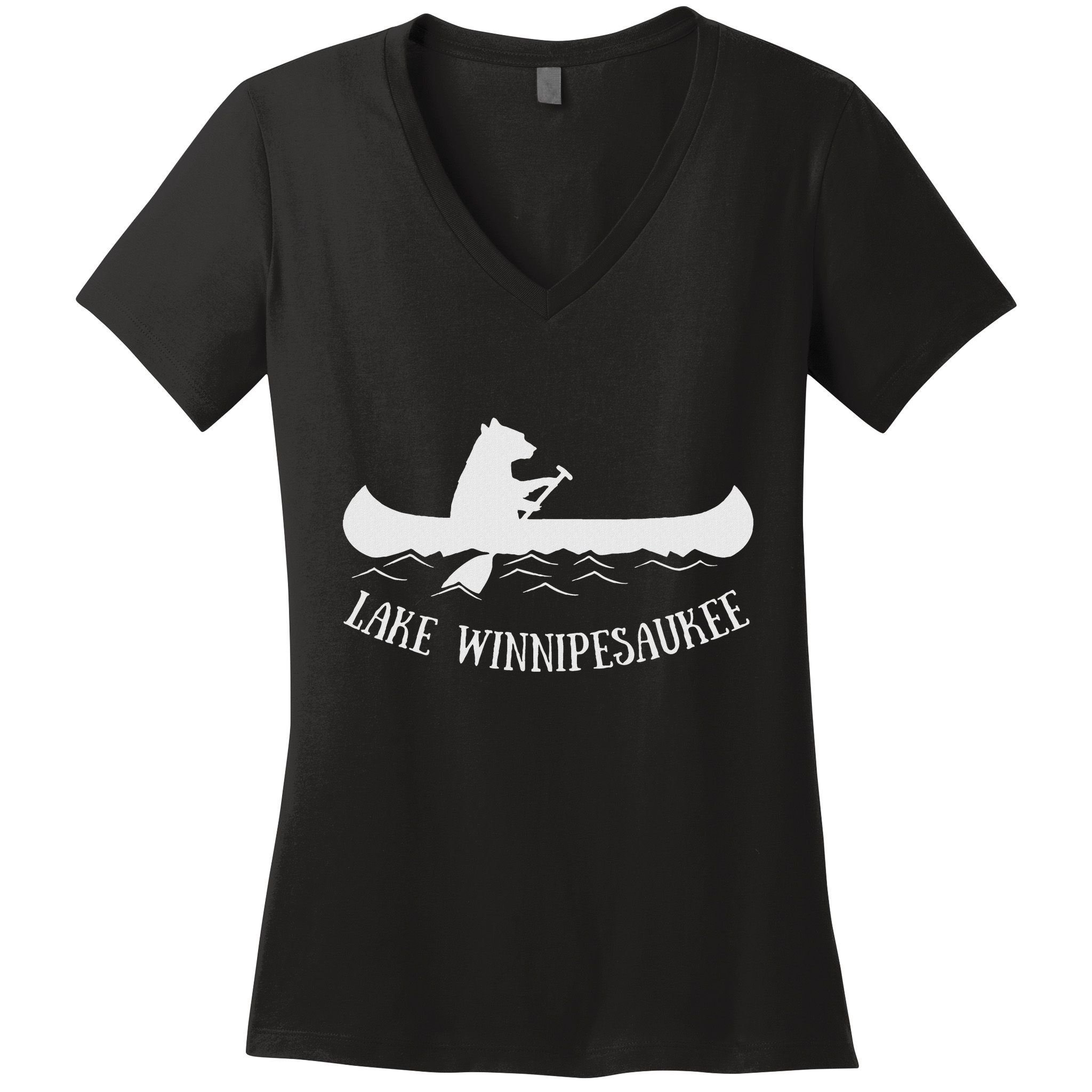Lake Winnipesaukee New Hampshire Bear Canoe Gift Women's V-Neck T-Shirt