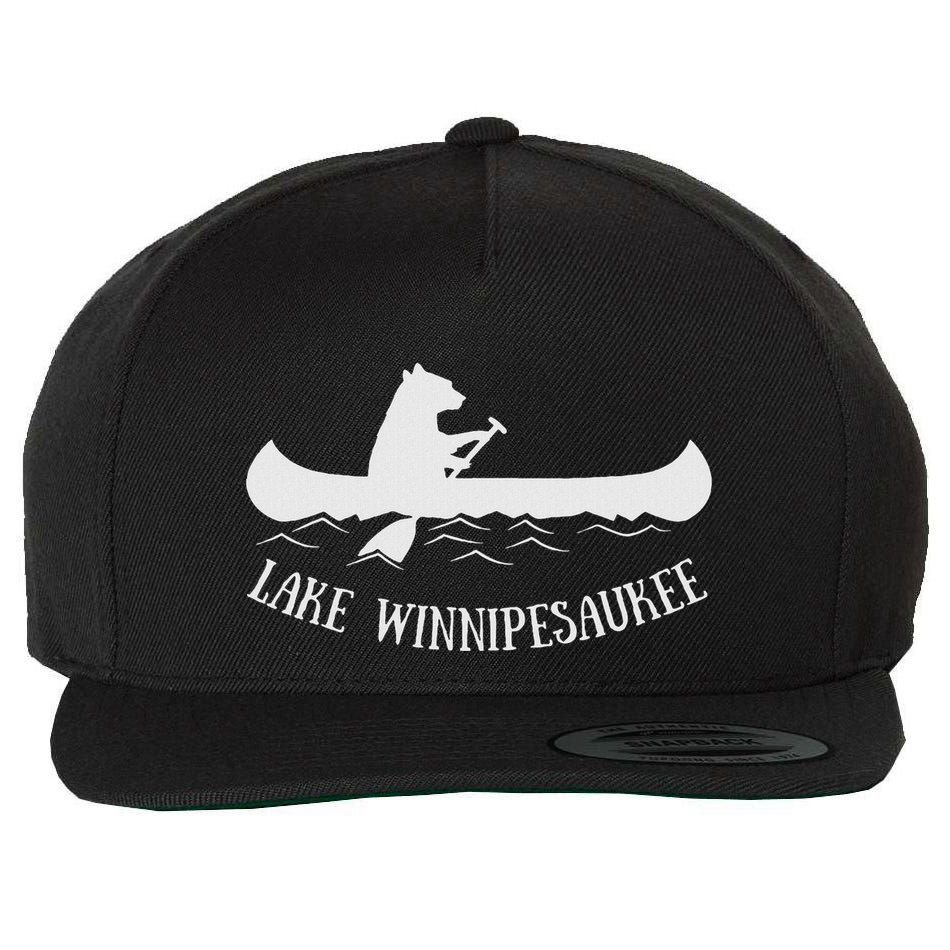 Lake Winnipesaukee New Hampshire Bear Canoe Gift Wool Snapback Cap