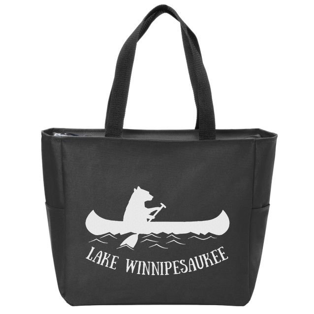 Lake Winnipesaukee New Hampshire Bear Canoe Gift Zip Tote Bag