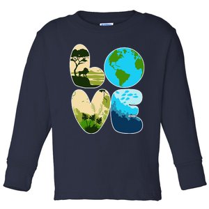 Love Wild Nature Planet Globe Earth Day April 22 Toddler Long Sleeve Shirt