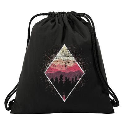 Landscape Wildlife Nature Outdoor Mountains Trees Forest Drawstring Bag