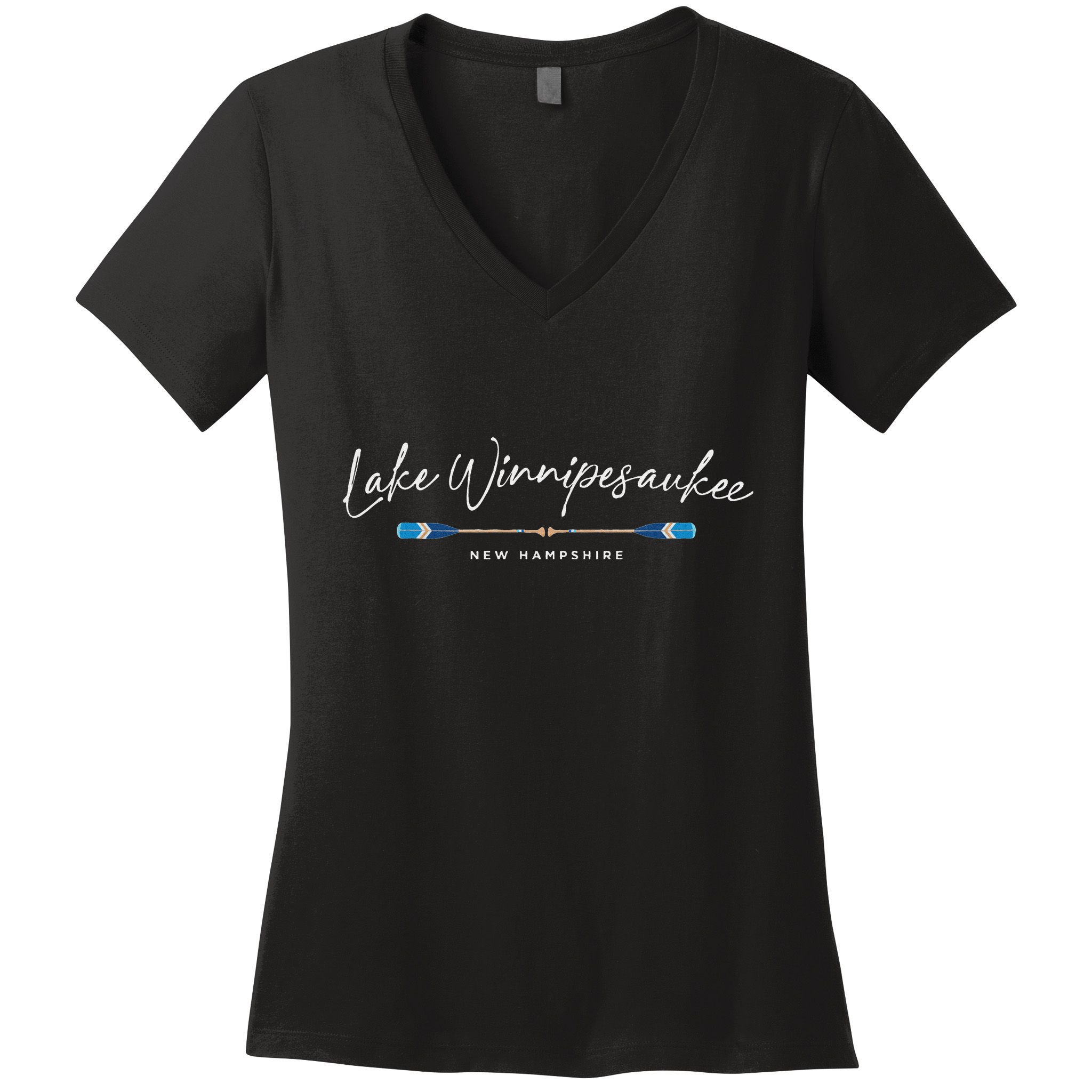 Lake Winnipesaukee New Hampshire Oars Graphic Women's V-Neck T-Shirt