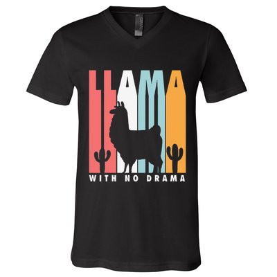 Llama With No Drama No Drama Llama V-Neck T-Shirt