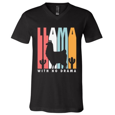 Llama With No Drama No Drama Llama V-Neck T-Shirt