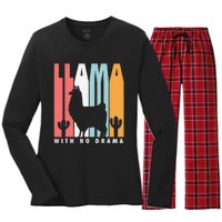 Llama With No Drama No Drama Llama Women's Long Sleeve Flannel Pajama Set 