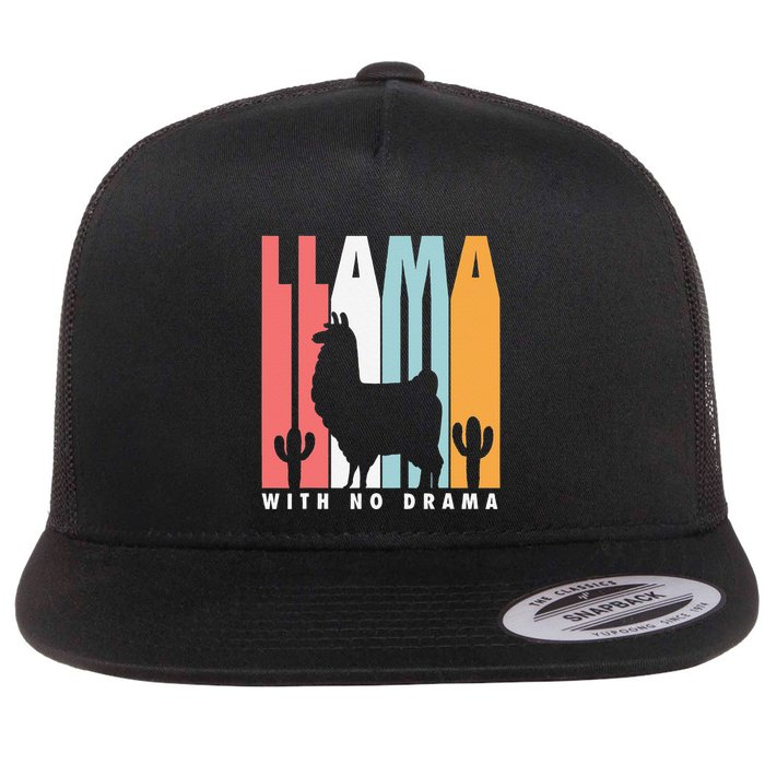 Llama With No Drama No Drama Llama Flat Bill Trucker Hat