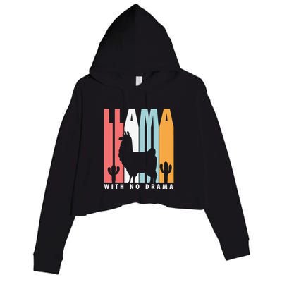 Llama With No Drama No Drama Llama Crop Fleece Hoodie