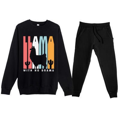 Llama With No Drama No Drama Llama Premium Crewneck Sweatsuit Set