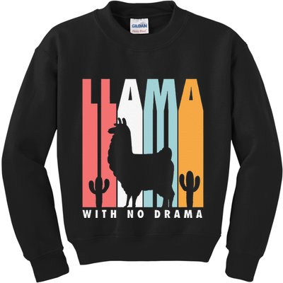 Llama With No Drama No Drama Llama Kids Sweatshirt