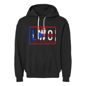 Latino world order Puerto Rico blue and red Garment-Dyed Fleece Hoodie