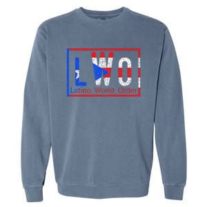 Latino world order Puerto Rico blue and red Garment-Dyed Sweatshirt