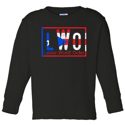 Latino World Order Puerto Rico Blue And Red Toddler Long Sleeve Shirt