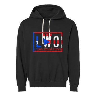 Latino World Order Puerto Rico Blue And Red Garment-Dyed Fleece Hoodie