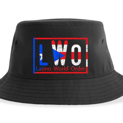 Latino World Order Puerto Rico Blue And Red Sustainable Bucket Hat