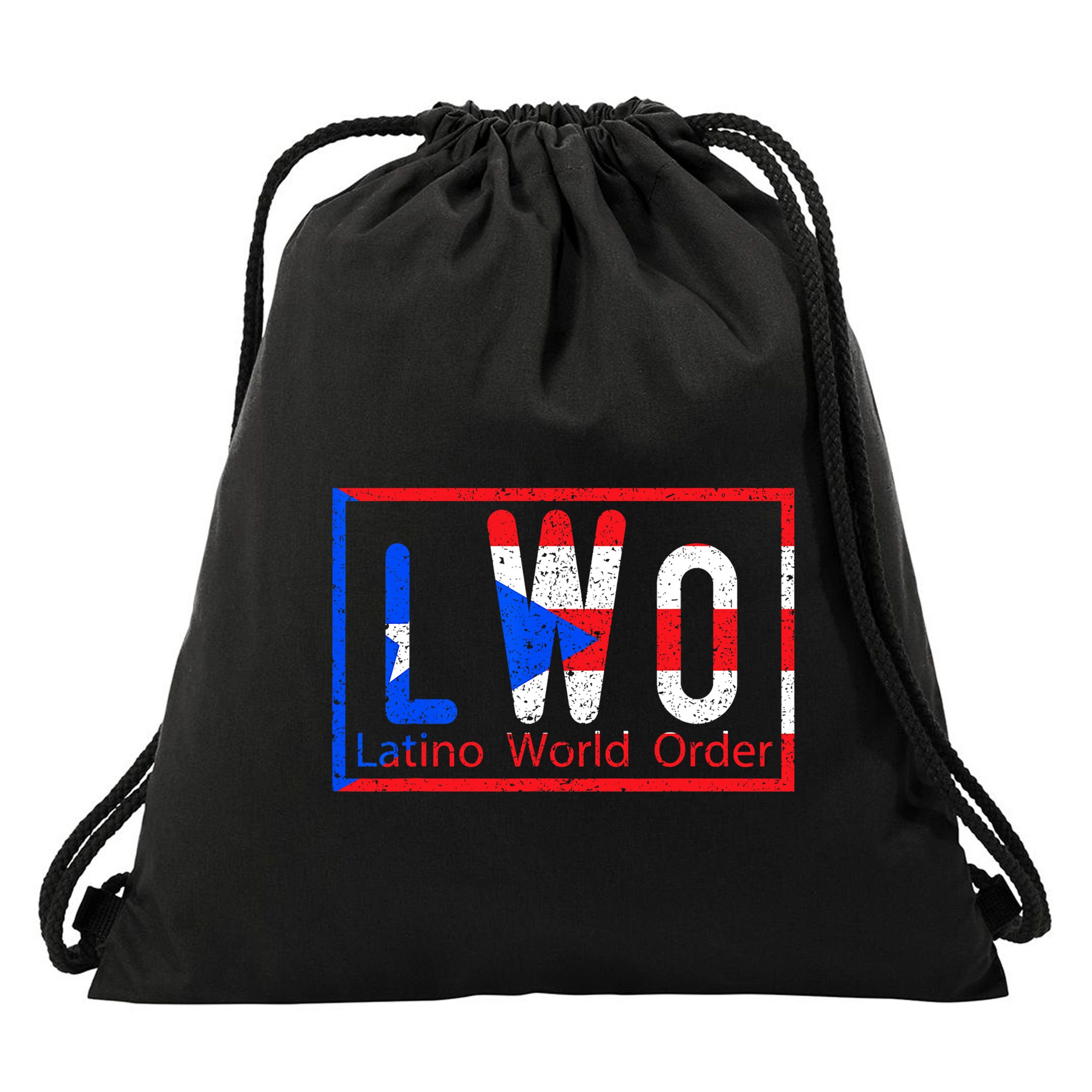 Latino World Order Puerto Rico Blue And Red Drawstring Bag