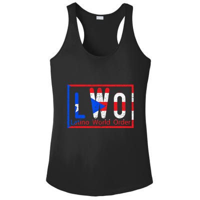 Latino World Order Puerto Rico Blue And Red Ladies PosiCharge Competitor Racerback Tank