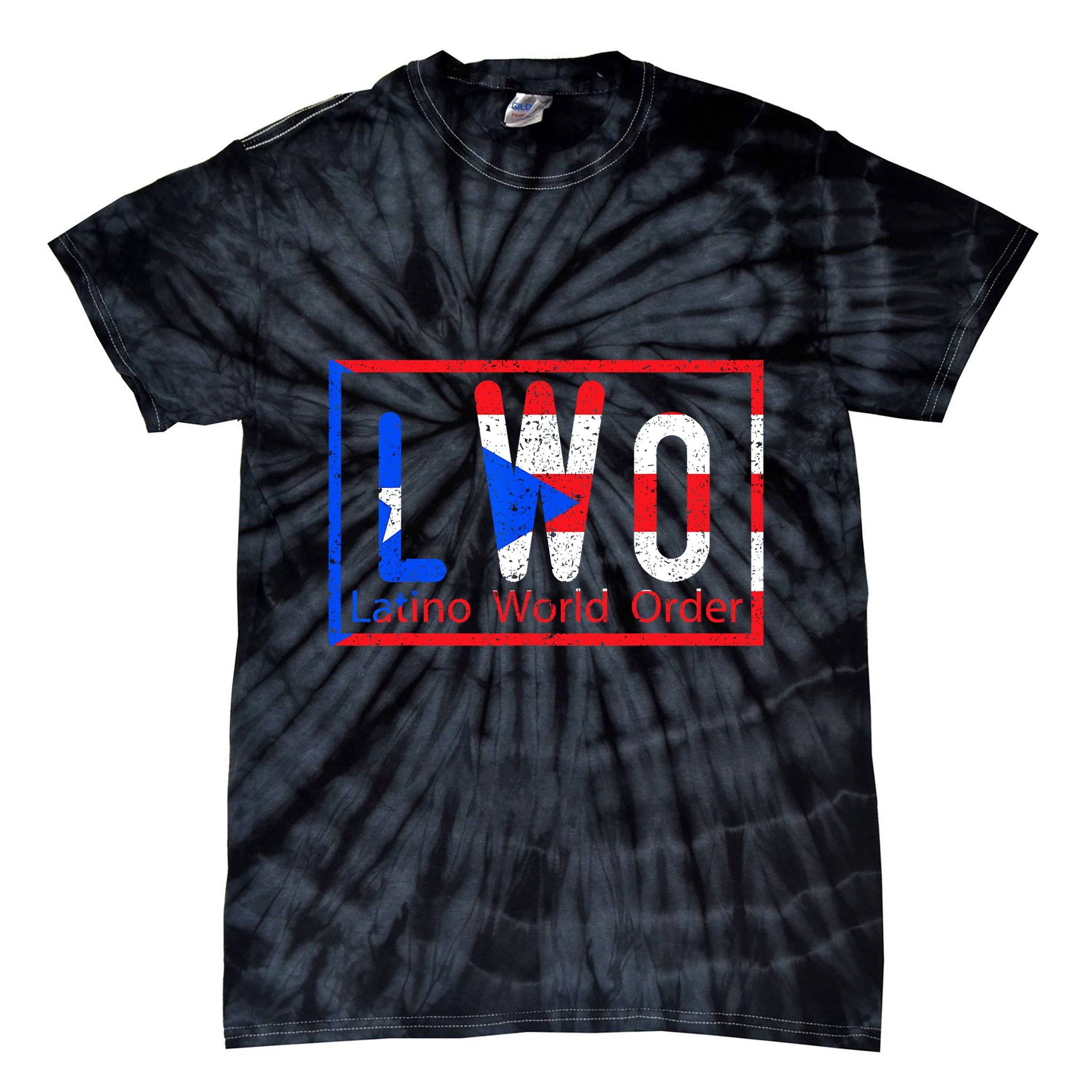 Latino World Order Puerto Rico Blue And Red Tie-Dye T-Shirt
