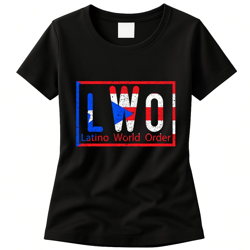 Latino World Order Puerto Rico Blue And Red Womens T-Shirt
