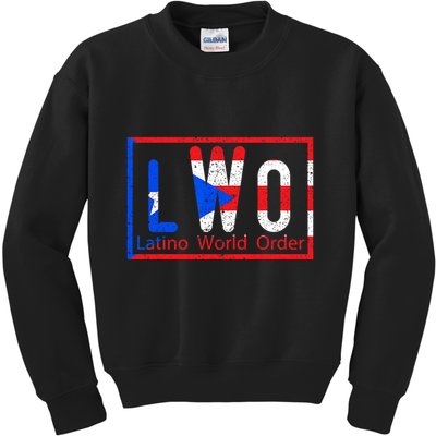 Latino World Order Puerto Rico Blue And Red Kids Sweatshirt
