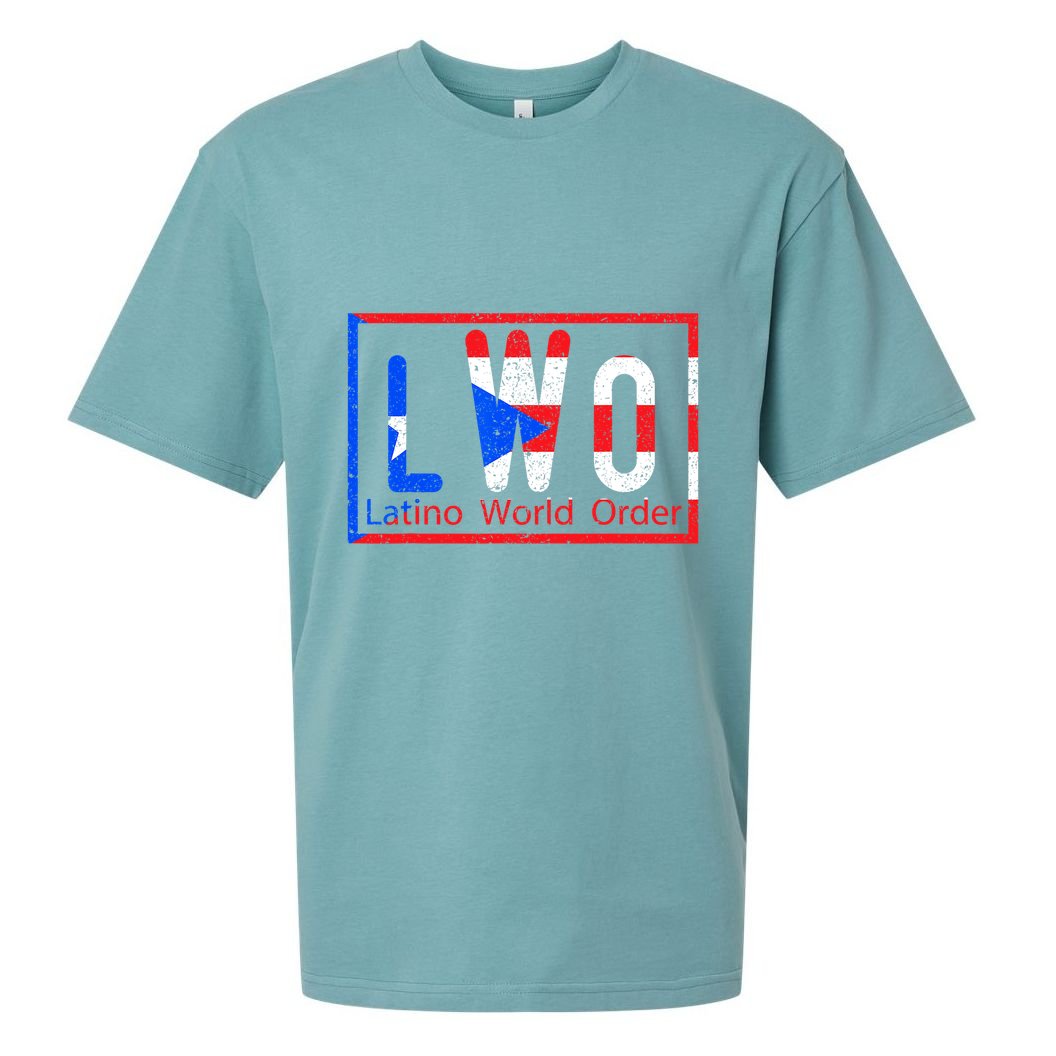 Latino World Order Puerto Rico Blue And Red Sueded Cloud Jersey T-Shirt
