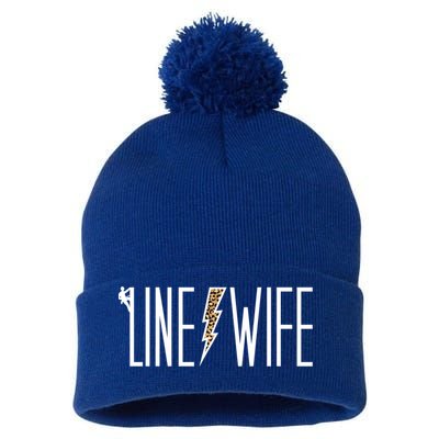Line Wife Of A Line Wife LineS Wife Gift Pom Pom 12in Knit Beanie