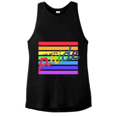 Live With Pride Lgbtq Equal Rights Meaningful Gift Ladies PosiCharge Tri-Blend Wicking Tank