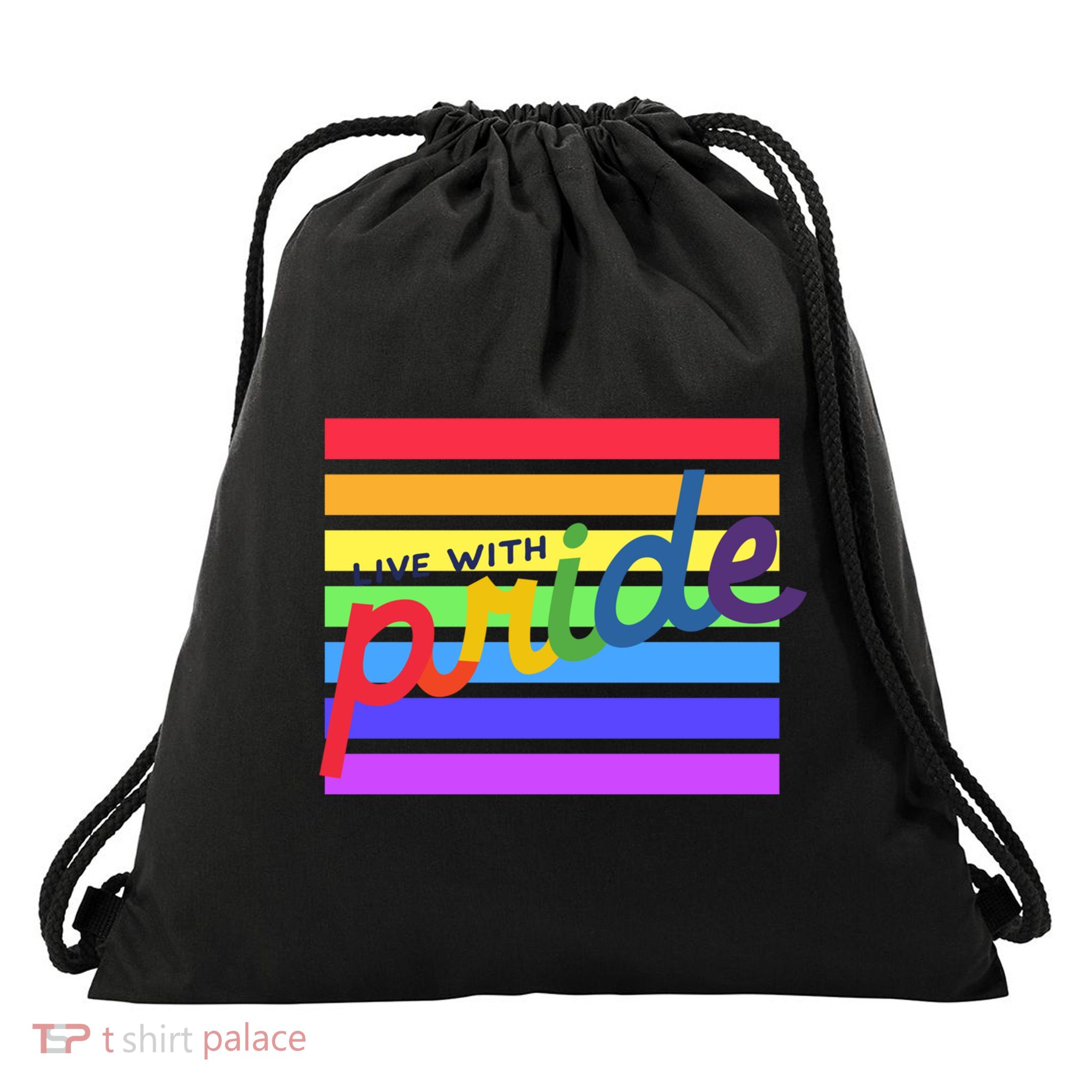 Live With Pride Lgbtq Equal Rights Meaningful Gift Drawstring Bag