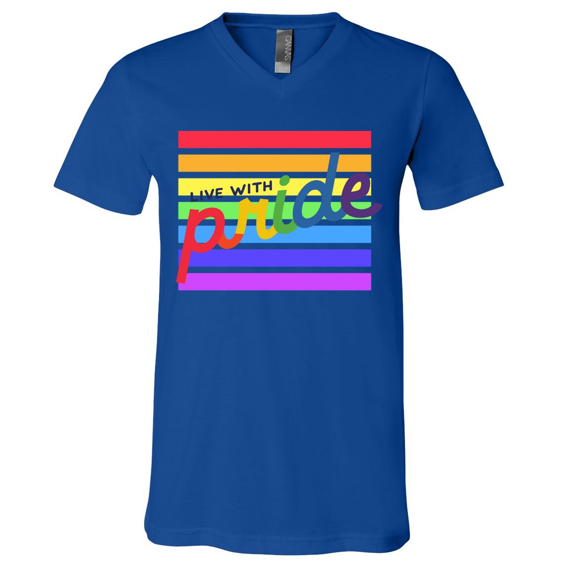 Live With Pride Lgbtq Equal Rights Meaningful Gift V-Neck T-Shirt