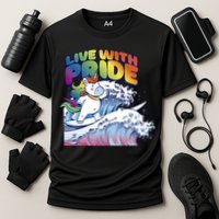 Live With Pride LGBTQ Unicorn Surfing Performance Shirt