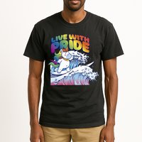 Live With Pride LGBTQ Unicorn Surfing Tall T-Shirt
