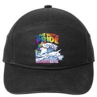 Live With Pride LGBTQ Unicorn Surfing 7-Panel Snapback Hat