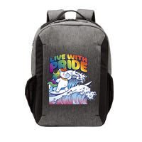 Live With Pride LGBTQ Unicorn Surfing Vector Backpack