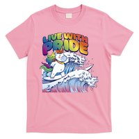 Live With Pride LGBTQ Unicorn Surfing T-Shirt