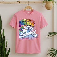Live With Pride LGBTQ Unicorn Surfing T-Shirt