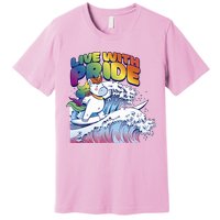 Live With Pride LGBTQ Unicorn Surfing Premium T-Shirt