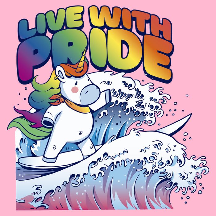 Live With Pride LGBTQ Unicorn Surfing Premium T-Shirt