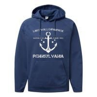 Lake Wallenpaupack Pennsylvania Funny Fishing Camping Gift Performance Fleece Hoodie