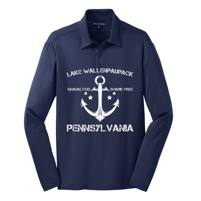 Lake Wallenpaupack Pennsylvania Funny Fishing Camping Gift Silk Touch Performance Long Sleeve Polo