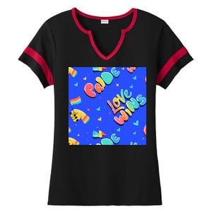 Love Wins Pride Month Rainbow Flag Ladies Halftime Notch Neck Tee