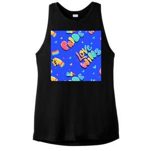 Love Wins Pride Month Rainbow Flag Ladies PosiCharge Tri-Blend Wicking Tank