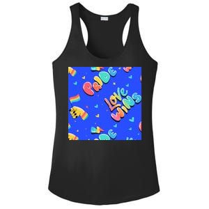 Love Wins Pride Month Rainbow Flag Ladies PosiCharge Competitor Racerback Tank