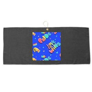 Love Wins Pride Month Rainbow Flag Large Microfiber Waffle Golf Towel