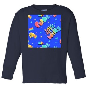 Love Wins Pride Month Rainbow Flag Toddler Long Sleeve Shirt