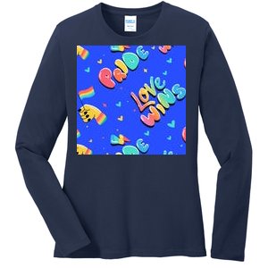 Love Wins Pride Month Rainbow Flag Ladies Long Sleeve Shirt