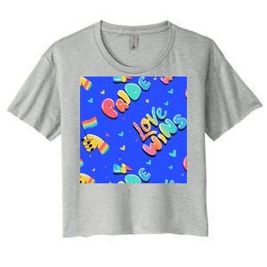 Love Wins Pride Month Rainbow Flag Women's Crop Top Tee