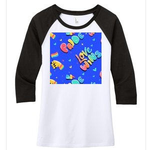 Love Wins Pride Month Rainbow Flag Women's Tri-Blend 3/4-Sleeve Raglan Shirt